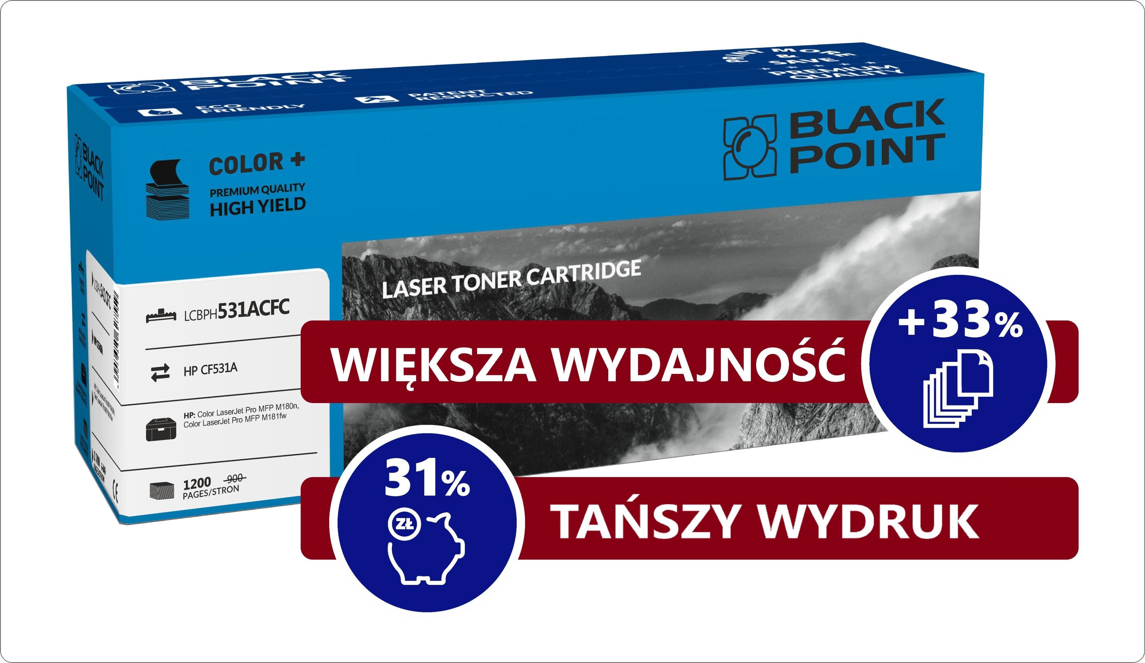 Toner zamienny Black Point dla LCBPH531ACFC HP CF531A niebieski na 1200 stron