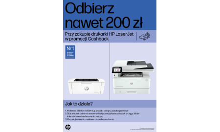 Promocja Cashback - Odbierz nawet 200 zł - HP Laser Jet